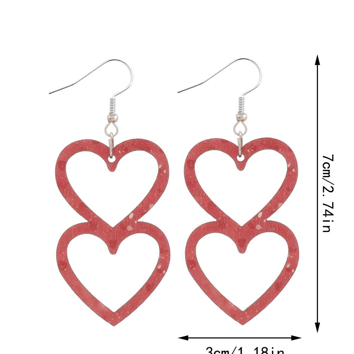 Wholesale Valentine's Day Double Layered Love Wooden Earrings